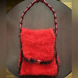 Handmade Knitted Purse With Bead Strap, by Fresh Baked Goods